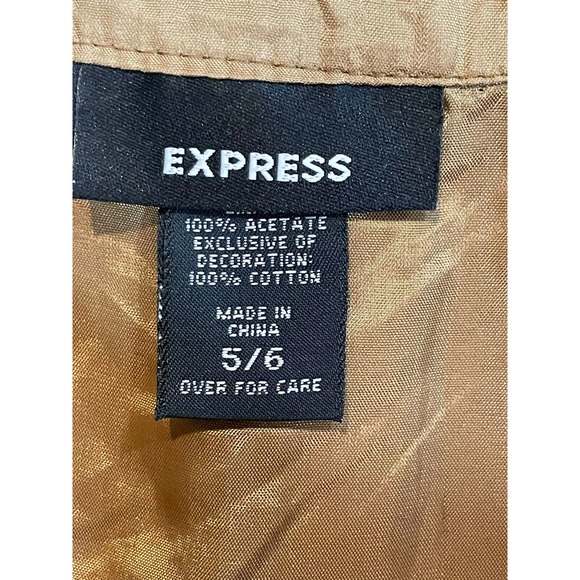 Express Vgt‎ Suede Leather Crochet Patchwork Skirt Lined Scalloped Hem Western - Picture 6 of 9